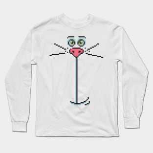 cat pixel face Long Sleeve T-Shirt